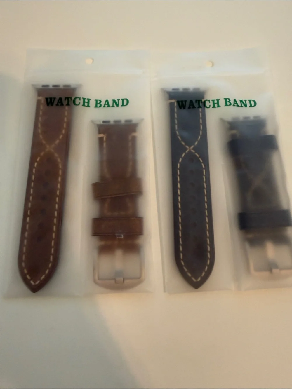Brand New Replacement Leather Apple Watch Bands - Brown & Dark Blue Set